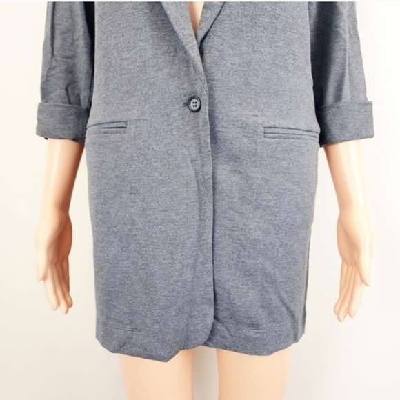 Joie Grey 3/4 Sleeve One Button Blazer Jacket - Picture 7 of 11